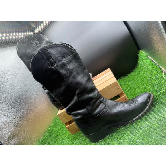 Black Leather Cowboy Boots- Size 8(approx) - Picture 3 of 10